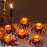 Lot de 6 bougies dhalloween sans flamme à led en forme daraignée à piles Lot de 6 bougies dhalloween sans flamme à led en forme daraignée à piles