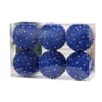 Lot de 6 boules de dcoration pour sapin de nol pour sapin de nol avec corde de suspension(bleu 24 ...