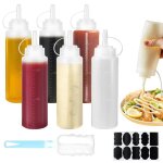Lot de 6 bouteille de sauce - 240ml presser bouteille à condiments en plastique avec brosse de nettoyage ... Lot de 6 bouteille de sauce - 240ml presser bouteille à condiments en plastique avec brosse de nettoyage ...