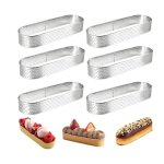Lot de 6 cercles � p�tisserie ovales en acier inoxydable 304 - moules � tartelette perfor�s pour mousse ...