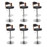 Lot de 6 chaises de bar wilson 90 - 110cm noir & marron Lot de 6 chaises de bar wilson 90 - 110cm noir & marron