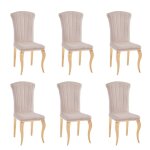 Lot de 6 chaises baroque louis gold velours beige Lot de 6 chaises baroque louis gold velours beige
