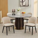 Lot de 6 chaises bois salle � manger en lin avec pieds boischaises de salon rembourr�es vintage beige ...