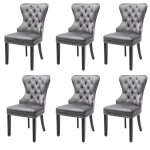 Lot de 6 chaises capitonnées en velours - style classique & design - pieds en bois chaises de salle à ... Lot de 6 chaises capitonnées en velours - style classique & design - pieds en bois chaises de salle à ...