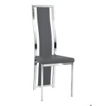 Lot de 6 chaises dana simili cuir gris contour chrom�