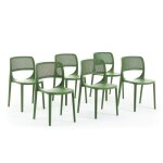 Lot de 6 chaises de jardin erika en r�sine avec fibre de verre monobloc empilables et r�sistantes - vert ...