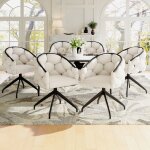 Lot de 6 chaises de luxe en velourschaise pivotante rotation 360�chaises de salon modernechaises � bullesbeige ...