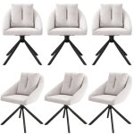 Lot de 6 chaise moderne en velours beige chaise de salle � manger pivotante �l�gante et confortable tissu ...
