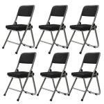 Lot de 6 chaises pliantes en cuir noir - vivolilv - siges commerciaux empilables portables intrieurs ...