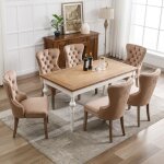 Lot de 6 chaises rembourr�e avec garniture clout�e chaise de salle � manger avec pieds en bois massif ...