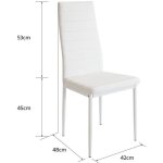 Lot de 6 chaises pour salle à manger - blanches - contemporain - design - simili - métal Lot de 6 chaises pour salle à manger - blanches - contemporain - design - simili - métal