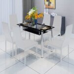 Lot de 6 chaises de salle à manger blanche style moderne avec revêtement en cuir 42x48x98 cm Lot de 6 chaises de salle à manger blanche style moderne avec revêtement en cuir 42x48x98 cm