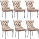 Lot de 6 chaises de salle À manger capitonnée en velourschaise de salon pieds de support en métal garniture ... Lot de 6 chaises de salle À manger capitonnée en velourschaise de salon pieds de support en métal garniture ...