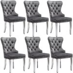 Lot de 6 chaises de salle À manger capitonnée en velours chaise de salon pieds de support en métal garniture ... Lot de 6 chaises de salle À manger capitonnée en velours chaise de salon pieds de support en métal garniture ...