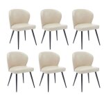 Lot de 6 chaise salle  manger en cuir pu avec pieds en mtal chaise de salon pour cuisine beige