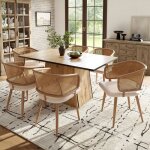 Lot de 6 chaises de salle  manger cuisine design sige simili dossier rotin pieds en mtal 47 x 51 x ...
