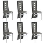 Lot de 6 chaises de salle � manger au design minimaliste cuir pu �cologique noir gris quiienclee