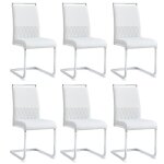 Lot de 6 chaises de salle  manger dossier haut en cuir synthtique pu et linstructure en mtal chaises ...