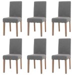 Lot de 6 chaises de salle a manger dossier haut en tissu boucle gris pieds en bois clairs 04 0007634 Lot de 6 chaises de salle a manger dossier haut en tissu boucle gris pieds en bois clairs 04 0007634
