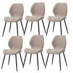 Lot de 6 chaises de salle � manger - hjhomeheart - style vintage - pieds en m�tal - marron