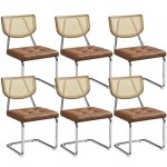 Lot de 6 chaises de salle � manger modernes chaises de cuisine avec dossier en rotin tiss� pied en m�tal ...