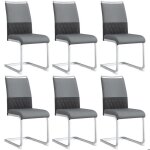 Lot de 6 chaises de salle � manger moderne en lin - chaises rembourr� - pu similicuir - chaises de cuisine ...