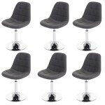 Lot de 6 chaises de salle a manger pivotante en textile gris clair et cadre en metal chrome 04 0007682 ...