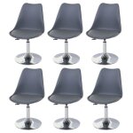 Lot de 6 chaises de salle a manger reglable en hauteur siege pivotant pvc et plastique gris fonce pietement ...