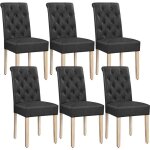 Lot de 6 chaises de salle  manger similicuir haut dossier avec revtement pieds en bois et assise rembourre ...