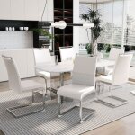 Lot de 6 chaise de salle � manger style moderne dossier en similicuir pu + lin rembourr� bureau cuisine ...