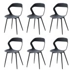 Lot de 6 chaises de salle � manger - style scandinave - chaise en plastique pieds m�tal - noir