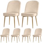Lot de 6 chaises de salle  manger chaises de salle  manger en velours beige moderne pieds en mtal ...