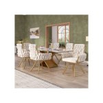 Lot de 6 chaises de salle � manger en velours - si�ge pivotant 360� et accoudoirs - fauteuils pivotants ...