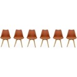 Lot de 6 chaises scandinaves. pieds bois de htre. chaises 1 place. terracotta