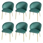 Lot 6 chaises velours vert - accoudoirs pieds dors - design moderne pour salle  manger&cuisine