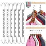 Lot de 6 cintre gain de place en inox - multifonctionnel magiques organisateur de cintre metal - 26cm ...