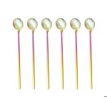 Lot de 6 cuill�res � caf� cuill�res � m�langer cuill�res � th� � long manche cuill�res � th� glac� petite ...