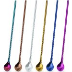 Lot de 6 cuillres  long manche cuillre  th glac de 9 pouces cuillre  crme glace cuillre  ...