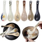 Lot de 6 cuill�res � soupe asiatiques en c�ramique blanche cr�atives et �l�gantes pour service ensemble ...