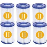 Lot de 6 filtres de piscine type ii - cartouches filtrantes pour piscine de type 2 - convient pour bestway ...