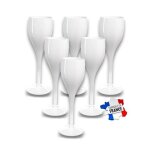 Lot de 6 flutes  champagne couleur blanc 12cl - verre incassable en smma (quivalent tritan) made in ...