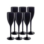 Lot de 6 flutes  champagne couleur noir 12cl - verre incassable en smma (quivalent tritan) made in ...