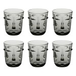 Lot de 6 gobelets bas visage 30cl gris