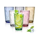 Lot de 6 grands verres � eau de 470 ml verres � boire verres � cocktail gobelets color�s en acrylique ...