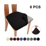 Lot de 6 housses de chaise extensibles en jacquard amovibles lavables et anti - poussi�re pour salle ...