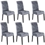 Lot de 6 housses de chaise extensibles universelle - velours - gris foncé Lot de 6 housses de chaise extensibles universelle - velours - gris foncé