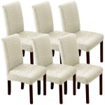Lot de 6 housses de chaise de salle à manger modernes extensibles amovibles et lavables (blanc cassé ... Lot de 6 housses de chaise de salle à manger modernes extensibles amovibles et lavables (blanc cassé ...