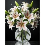 Lot de 6 lys artificiels fleurs artificielles � tige courte avec 12 t�tes de lys enti�rement fleuris ...