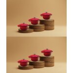 Mini cocottes rouge en fonte double poign�es avec couvercle ? 175 x 12 x 95 cm ? lot de 6 hobby tech