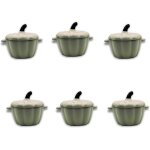 Lot de 6 mini cocottes en forme de courge blanche avec couvercle 11 x 95 cm haute température four pour ... Lot de 6 mini cocottes en forme de courge blanche avec couvercle 11 x 95 cm haute température four pour ...